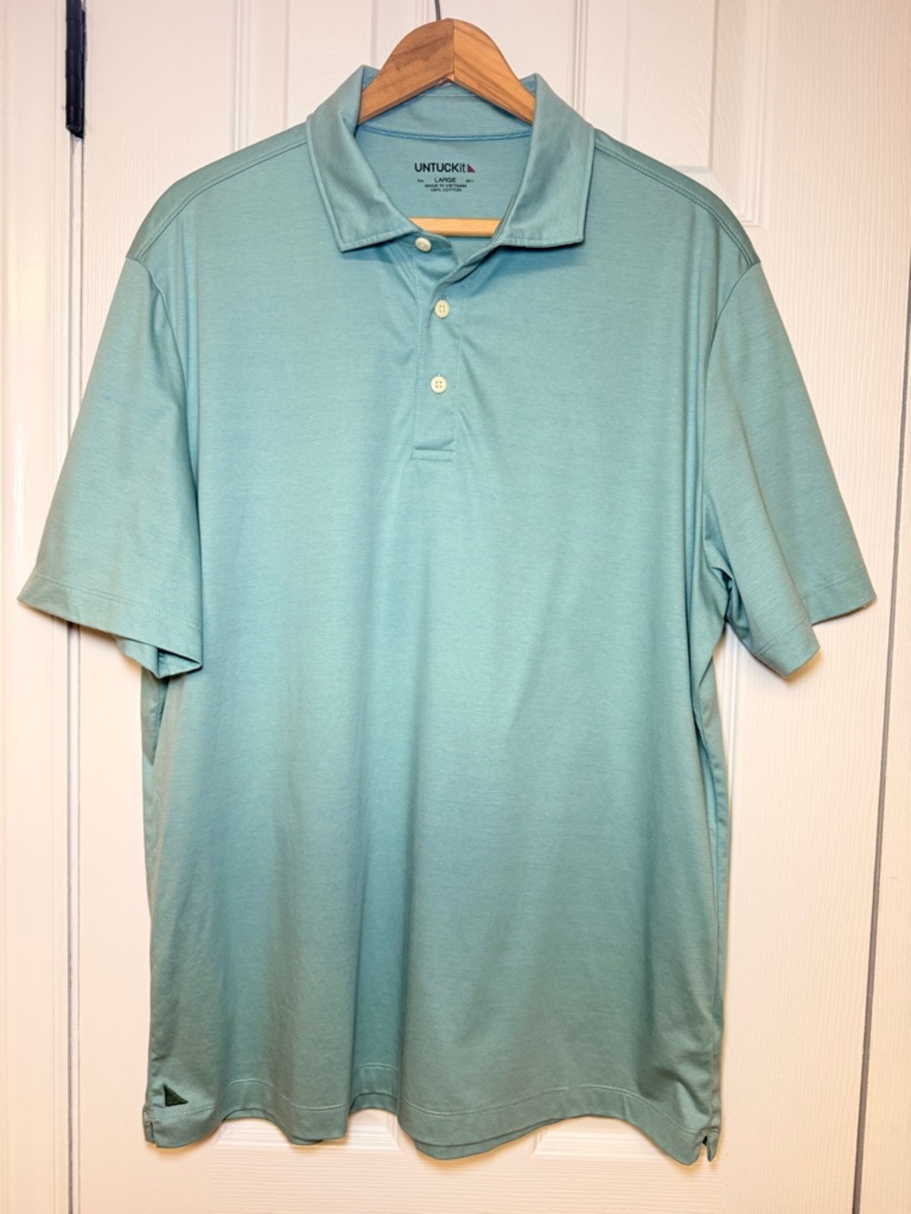UNTUCKit Van Der Heyden‎ Polo Teal Blue Men’s L Luxe Wrinkle Free Pique Cotton